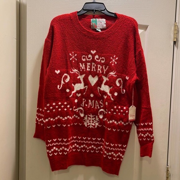 Merry Christmas Sweaters - NWT MERRY X-MAS long Sleeve Red Sweater.